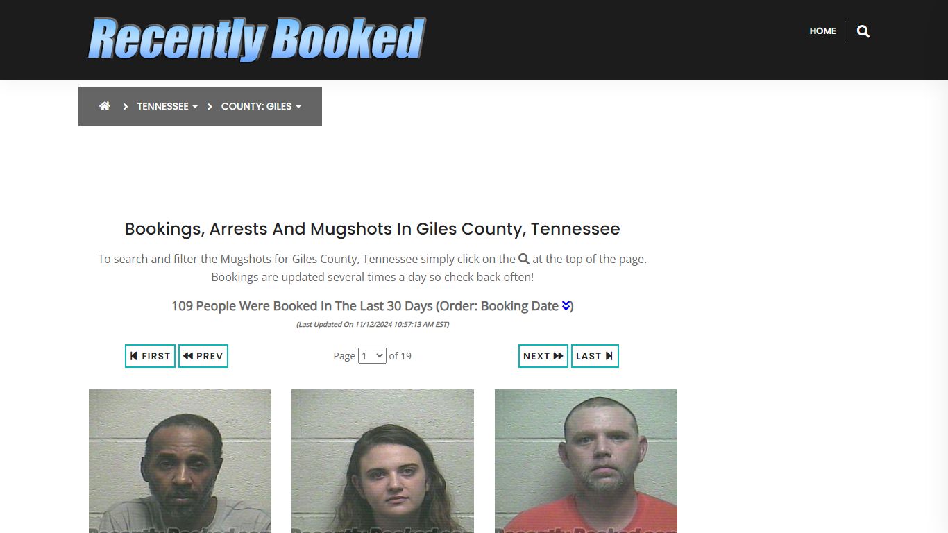 Bookings, Arrests and Mugshots in Giles County, Tennessee - Recently Booked