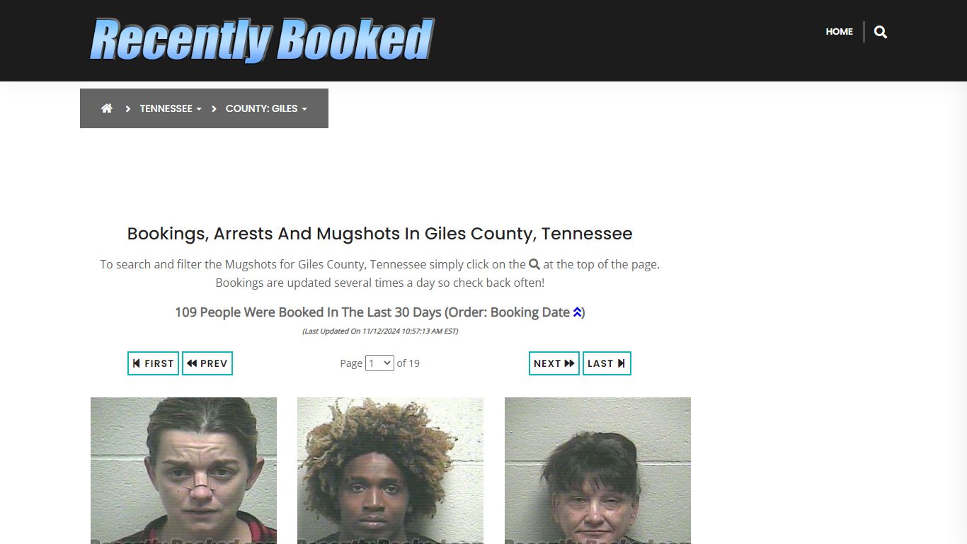 Bookings, Arrests and Mugshots in Giles County, Tennessee - Recently Booked